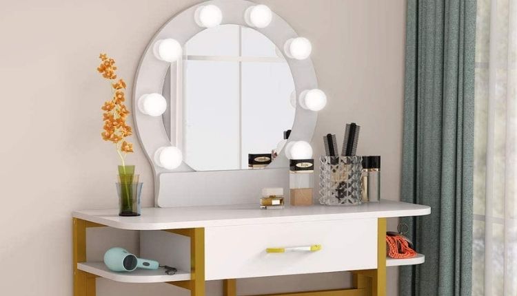 Functions Of Tribesigns Vanity Table Set With Mirror And Slatted Stool
